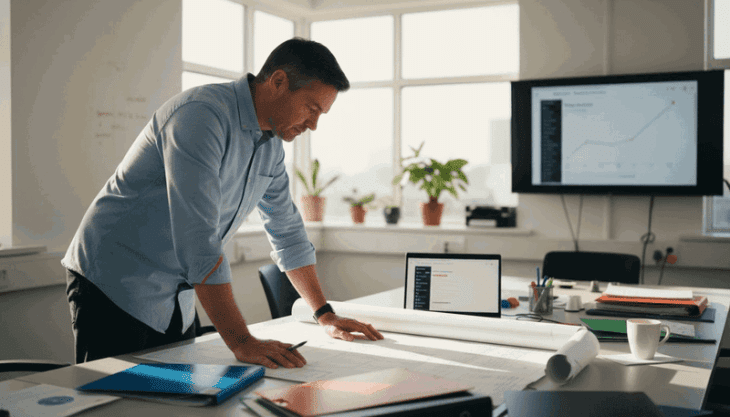Operations manager reviewing Odoo ERP chart