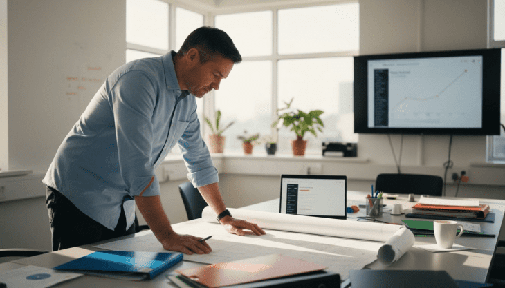 Operations manager reviewing Odoo ERP chart